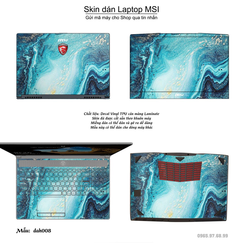 Skin dán Laptop MSI in hình vân đá (inbox mã máy cho Shop)