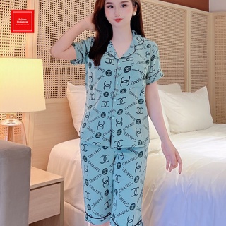 Bộ Pizama Lửng Cổ Sen Pijama Lụa Mango Cao Cấp