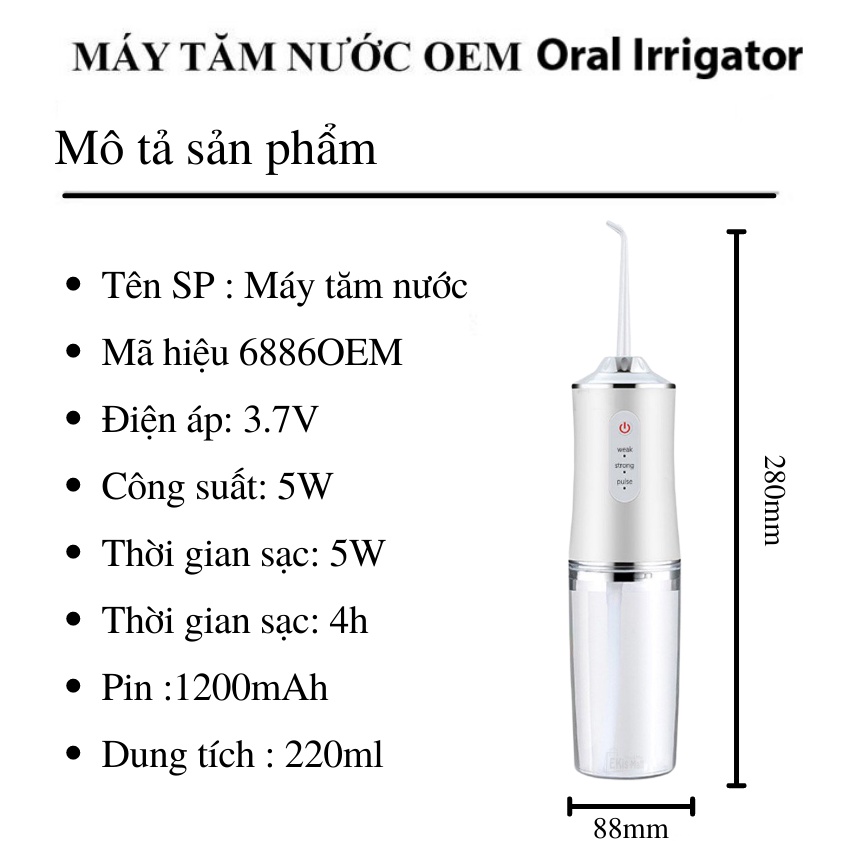 [SIÊU-HOT-2022] Máy Tăm Nước Cầm Tay Chính Hãng BH 1 đổi 1 - Bộ Tăm Nước Vệ Sinh Răng Miệng Oral Irrigator
