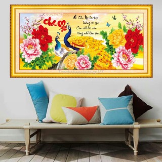 Tranh đính đá 3d cha mẹ 110*50cm df310, vs052