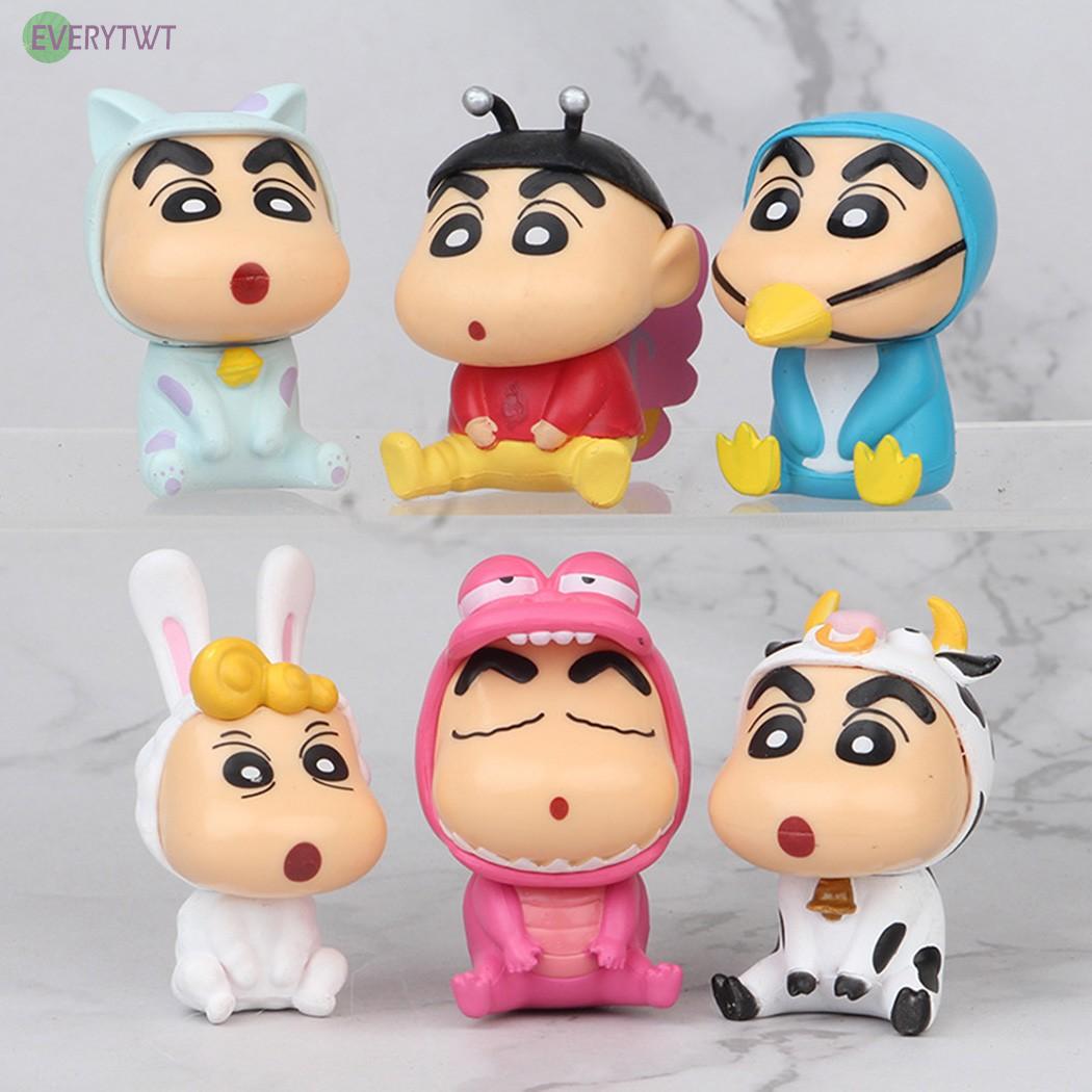 Set 6 Búp Bê Hình Cậu Bé Bút Chì Shin-Chan 5cm Dễ Thương Dùng Để Trang Trí Bánh Sinh Nhật