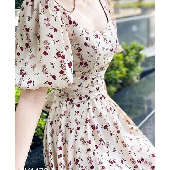 Váy Voan Hoa Trắng Xòe , Đai Eo Cổ Tim Họa Tiết Cườm Ngọc Thời Trang - Winchois | BigBuy360 - bigbuy360.vn