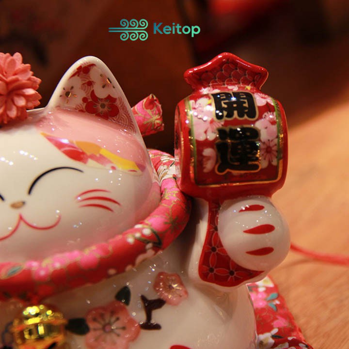 Mèo May Mắn Buôn May Bán Đắt Tài Lộc, Quà Tặng May Mắn 16cm KEITOP MANEKI-018