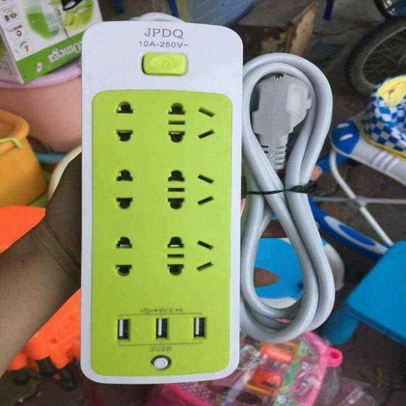 Ổ Điện 3 Cổng USB Đa Năng Chống Giật Màu Xanh TH