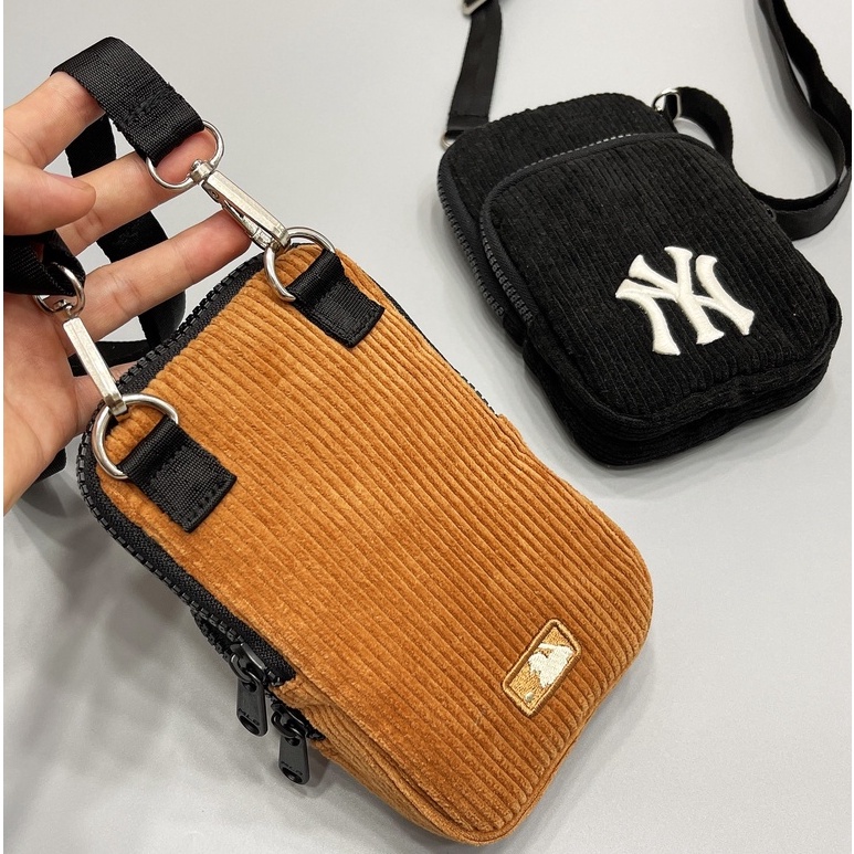 [KINGBALO] Túi đeo chéo mini logo MLB NY, B chất nhung xịn, dây đeo tháo rời khoá kim loại thời trang. Đầy đủ tem tag