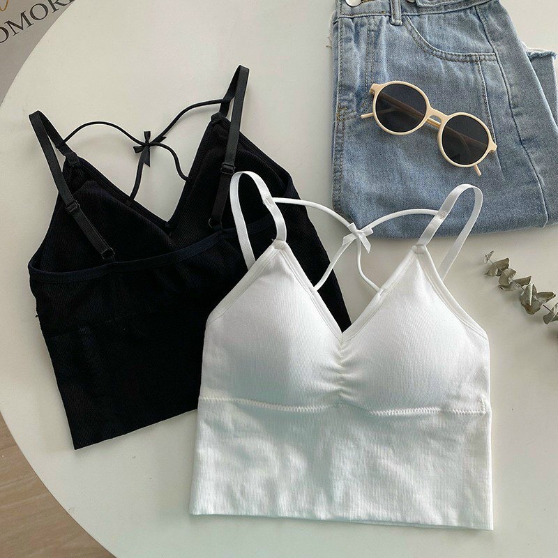 Áo bra nữ áo lót len tăm lưng đan chéo kiểu dáng thể thao trẻ trung freesize mã A088