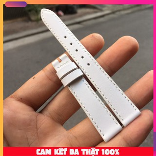 Dây đồng hồ da bò handmade màu trắng cho nữ đủ size - doha