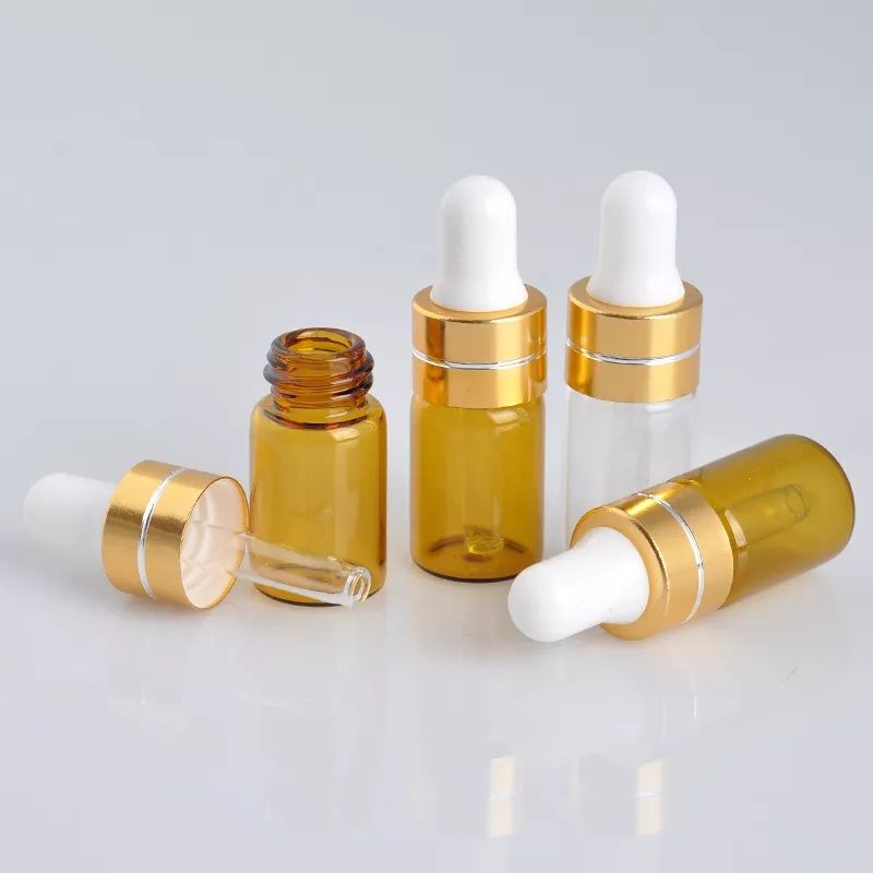 10 Chai đựng mỹ phẩm serum 2ml 3ml 5ml chiết bóp nhỏ giọt thủy tinh màu nâu và trong suốt