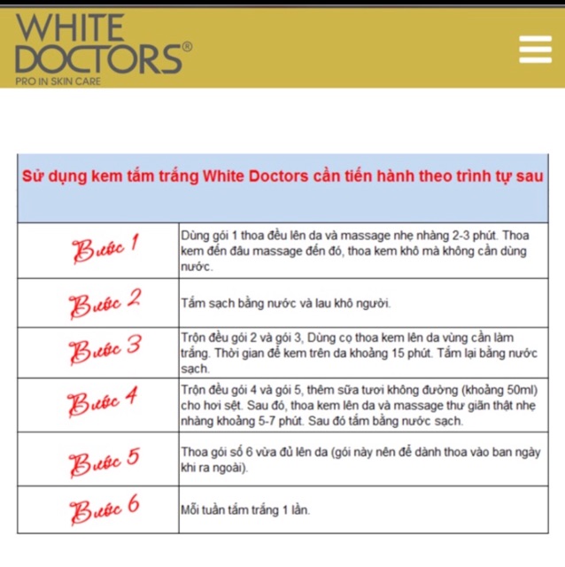 (Hàng công ty) TẮM TRẮNG WHITE DOCTOR