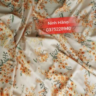 Vải lụa hoa cam nude