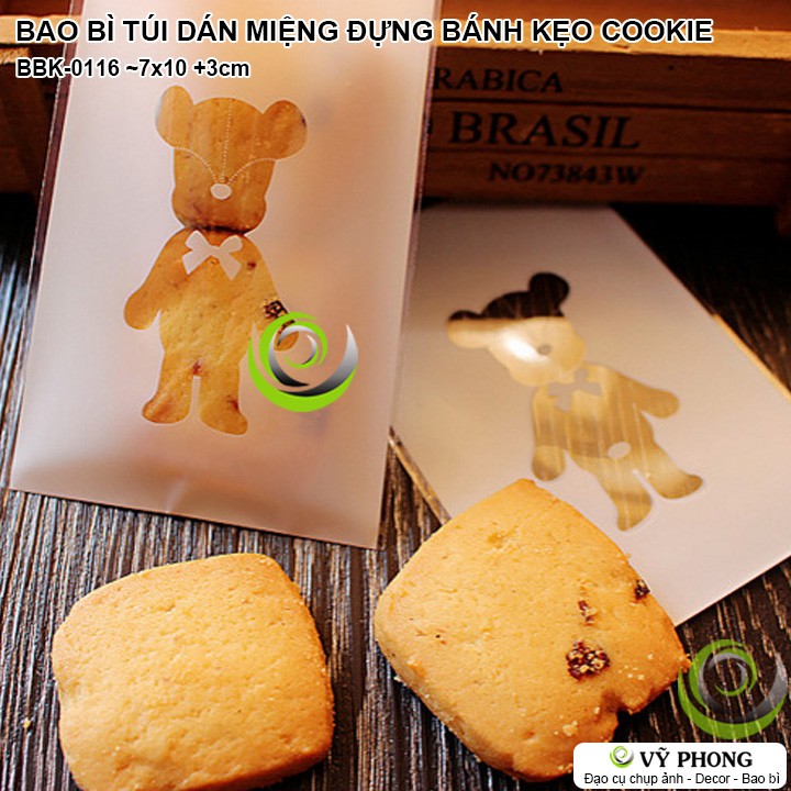 BAO BÌ TÚI NHỰA DÁN MIỆNG 7x10 +3CM ĐỰNG BÁNH KẸO HÌNH CHÚ GẤU NOUGAT COOKIE ĐÓNG GÓI LÀM QUÀ TẶNG BBK-0116