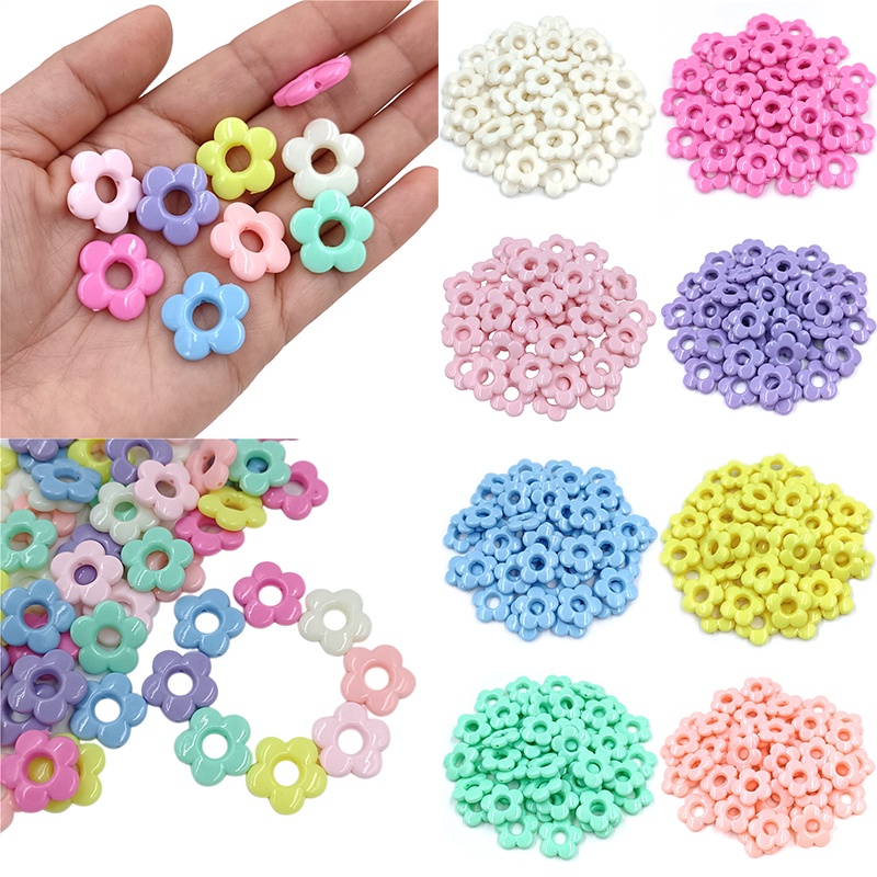 Bộ 10 Hạt Xâu Nhựa Hình Hoa Xinh Xắn 19mm Nhiều Màu Sắc