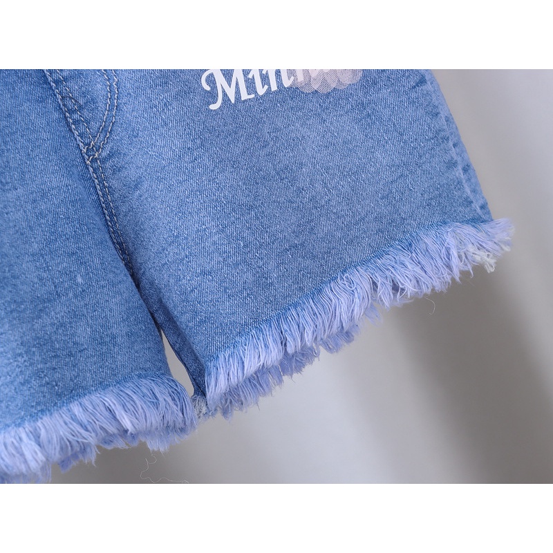 Quần short denim In Họa Tiết Hoa Phong Cách Hàn Quốc Thời Trang Mùa Hè Cho Bé Gái 1-6 Tuổi
