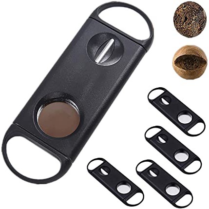 Dụng cụ, Dao cắt Xì gà - Cigar 2 chức năng V, bằng nhựa ABS đen, Cigar Cutter 2 funtion tools.