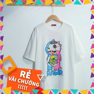 Áo thun tay lỡ unisex ,áo phông form rộng khủng long sieu cute