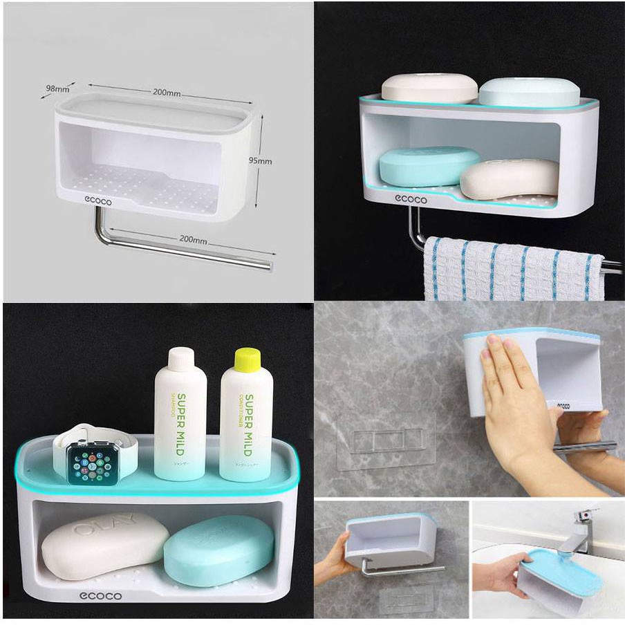 Kệ xà phòng ecoco có móc treo khăn