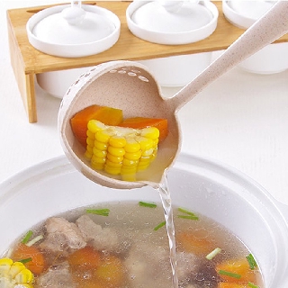 Muôi / muỗng múc canh lúa mạch, lúa mì có lỗ 2 trong 1