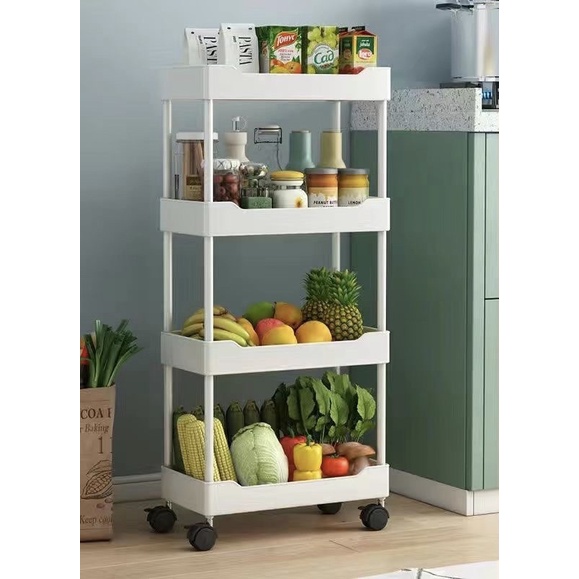 Kệ đựng đồ dùng 3 tầng có bánh xe tiện dụng-Kệ khe hẹp nhà bếp, nhà tắm