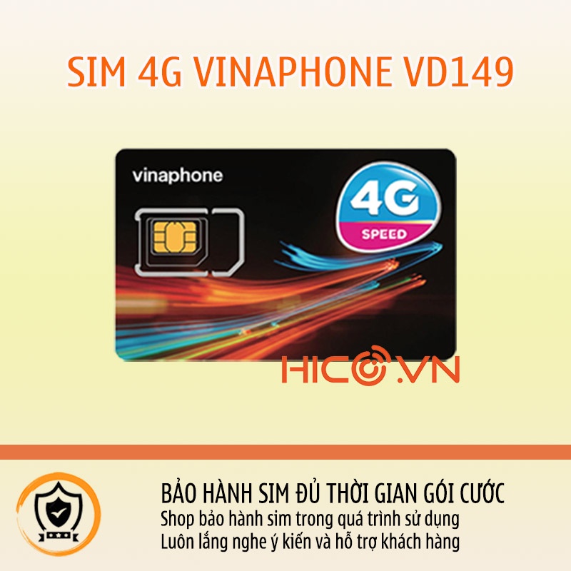 Sim 4G Vinaphone trọn gói 12 tháng - td49 , vd149 200P ngoại mạng, miễn phí cuộc gọi nội mạng dưới 30P