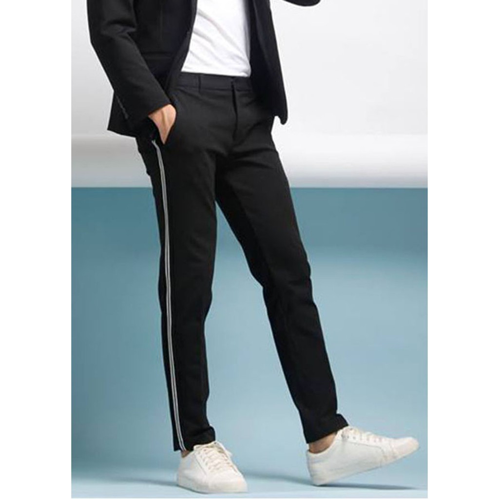 Quần tây nam kẻ sọc trắng dáng lửng Hàn Quốc | BigBuy360 - bigbuy360.vn