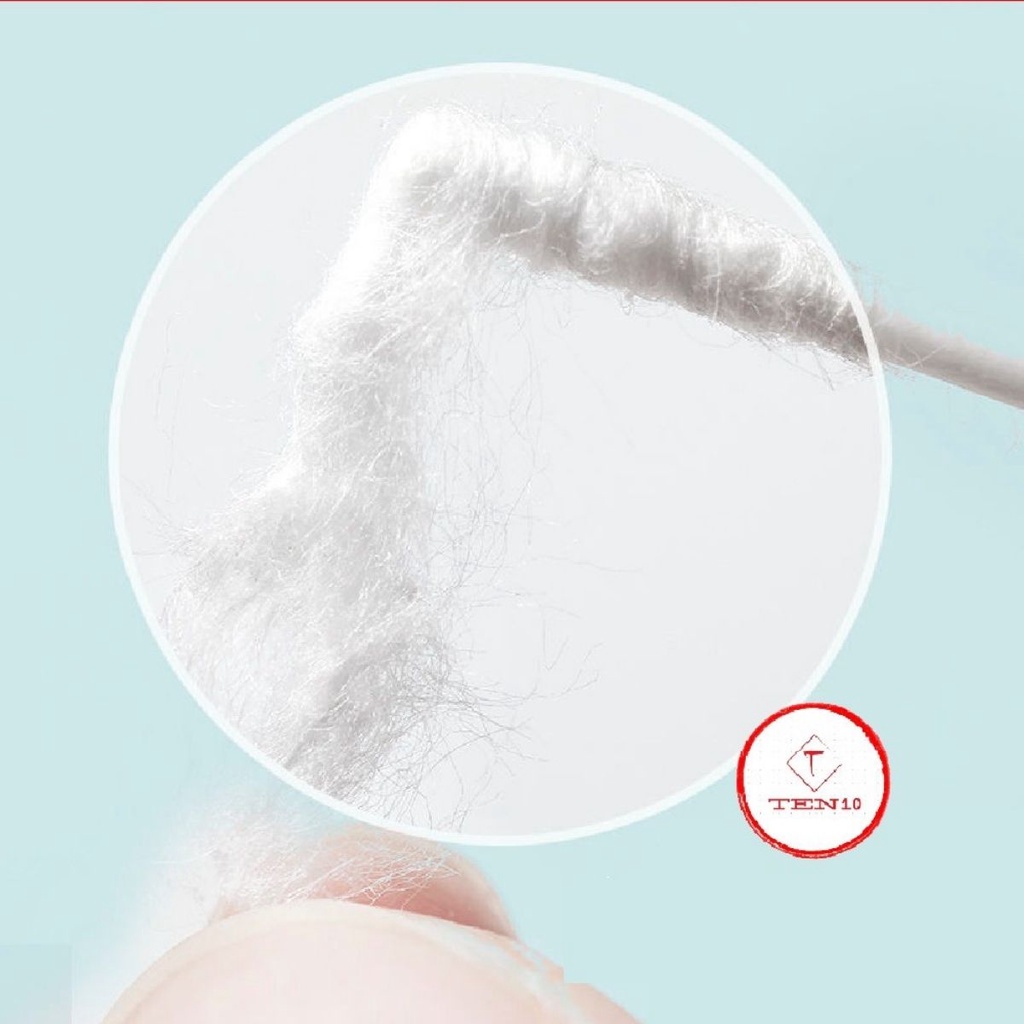 Tăm Bông Bịch 100 tăm bông ngoáy tai thân gỗ cứng cáp đầu tròn Kotic_shop