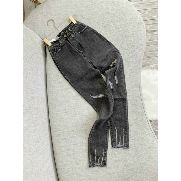 Quần Jeans Ôm Lưng Cao Xước