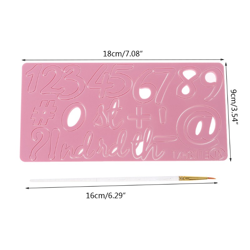 Khuôn cắt bánh làm từ Acrylic họa tiết chữ số trang trí bánh Fondant kèm cọ sử dụng tiện lợi