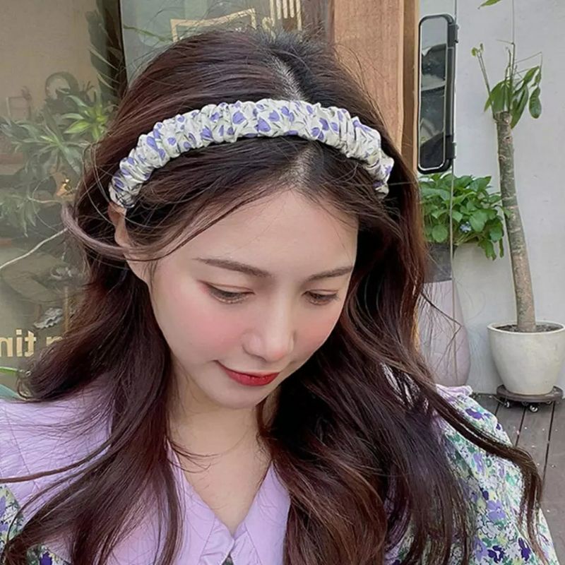 Cài tóc vải nhún hoa nhí phong cách Hàn Quốc