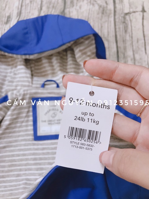 Xả lỗ Áo khoác Jacket George sz:0-3m(4-6kg);3-6m(6-8kg)