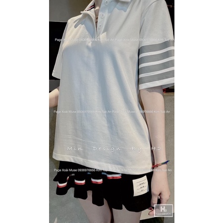 Set thom polo mix chân váy ly