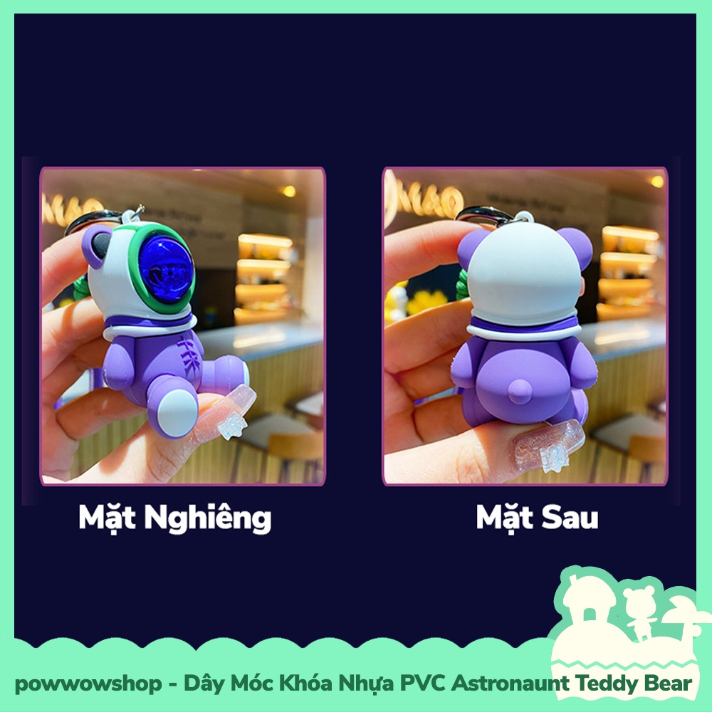 [Sẵn VN - Hỏa Tốc] Dây Móc Khóa Nhựa PVC Mẫu Teddy Bear Astronaunt Phi Hành Gia Nhiều Màu
