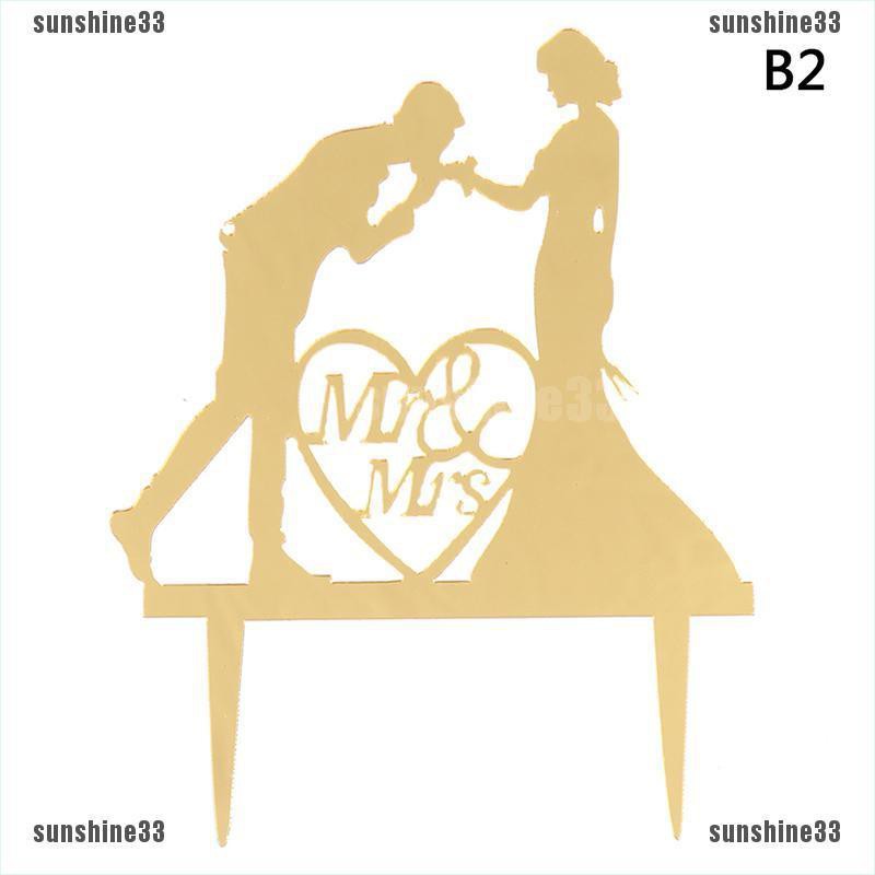 Topper Cắm Trang Trí Bánh Kem Hình Cô Dâu Chú Rể Mr Mrs
