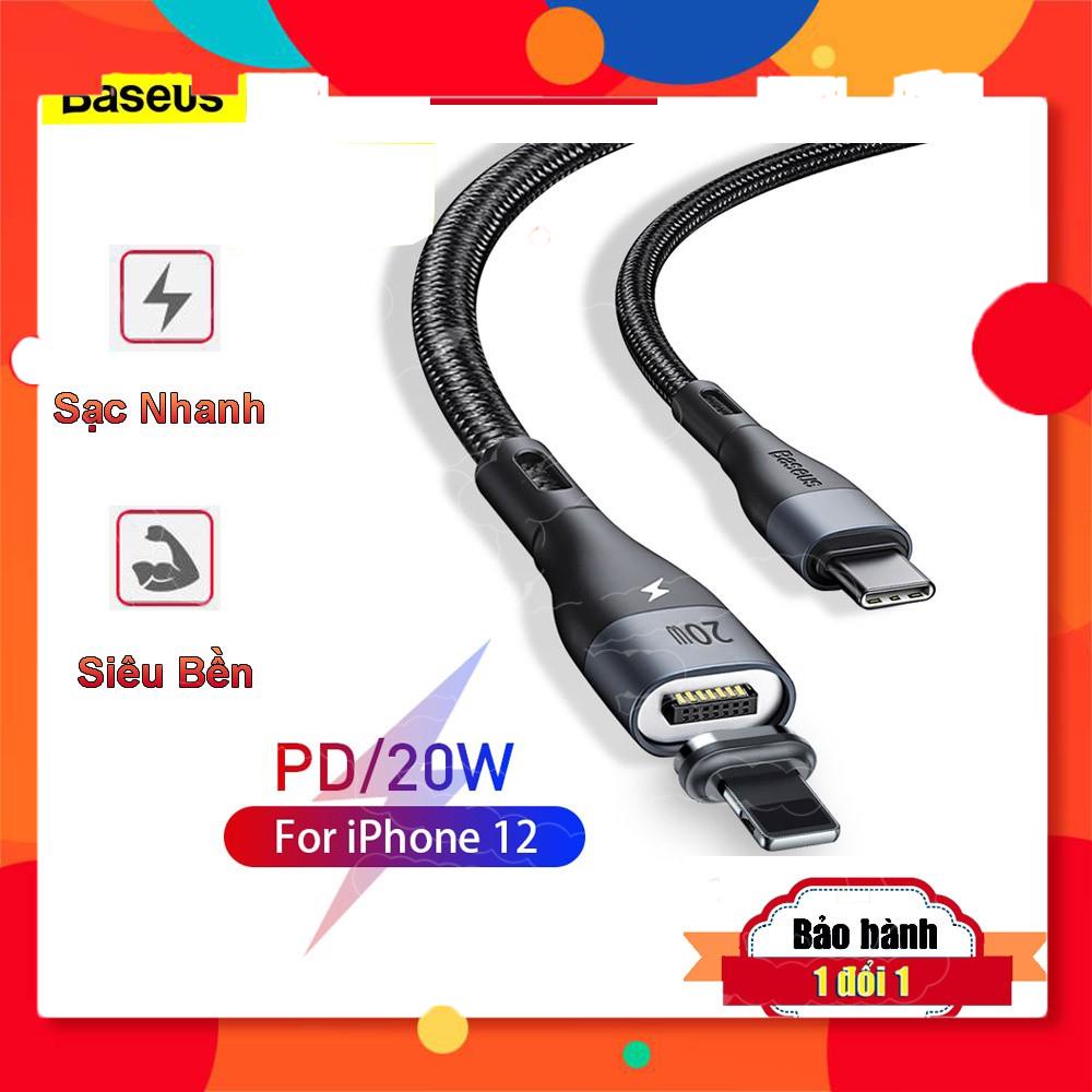 Dây Cáp Sạc Nhanh Baseus PD 20W Dành Cho Iphone 12 Mini 11 Pro Xs Max Xr 8 7 Plus Đầu Type C Nam Châm