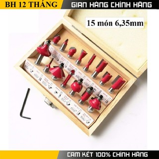 Bộ mũi phay gỗ 6,35 (15 món)