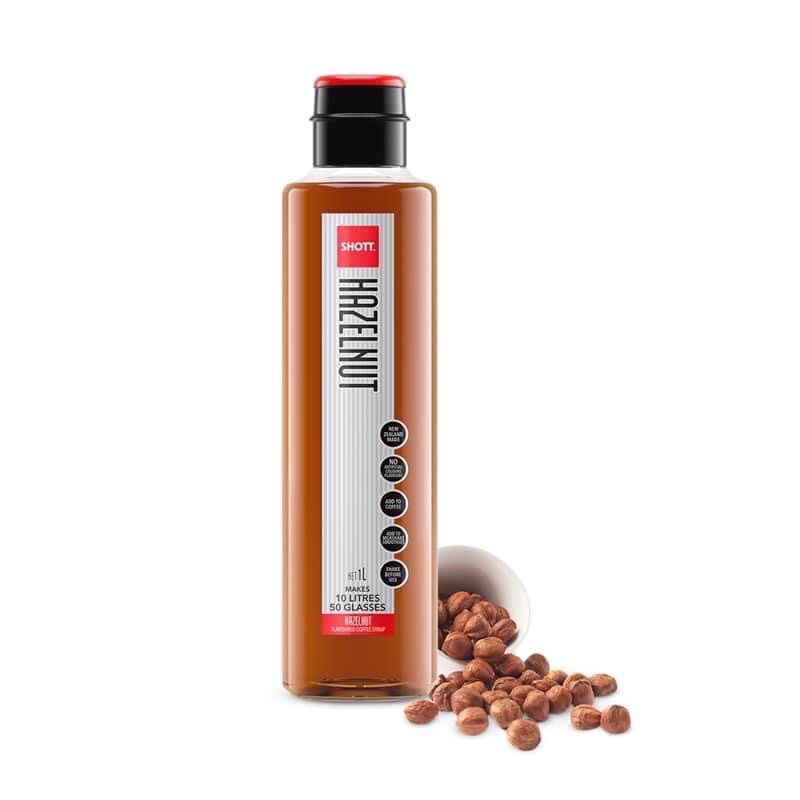 Syrup/ Siro SHOTT Hazelnut (Hạt dẻ)/Caramel muối/Bơ lạc chai 1L- hương vị thơm ngon mà cost dùng rẻ