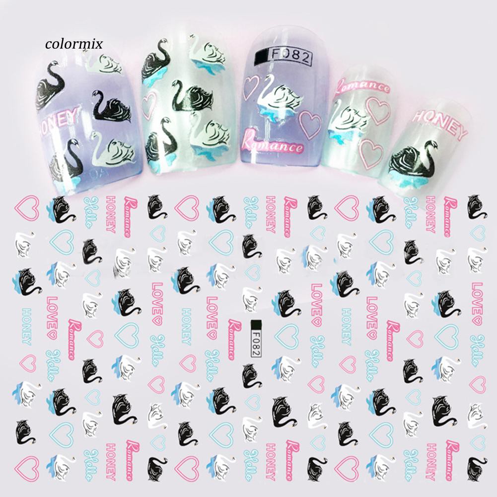 1 Tờ Miếng Dán Móng Tay Hình Chim Hồng Hạc Hoạt Hình 3D DIY Thời Trang