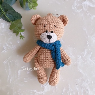 Móc khoá gấu nhồi bông bằng len handmade đan móc thủ công làm bằng tay