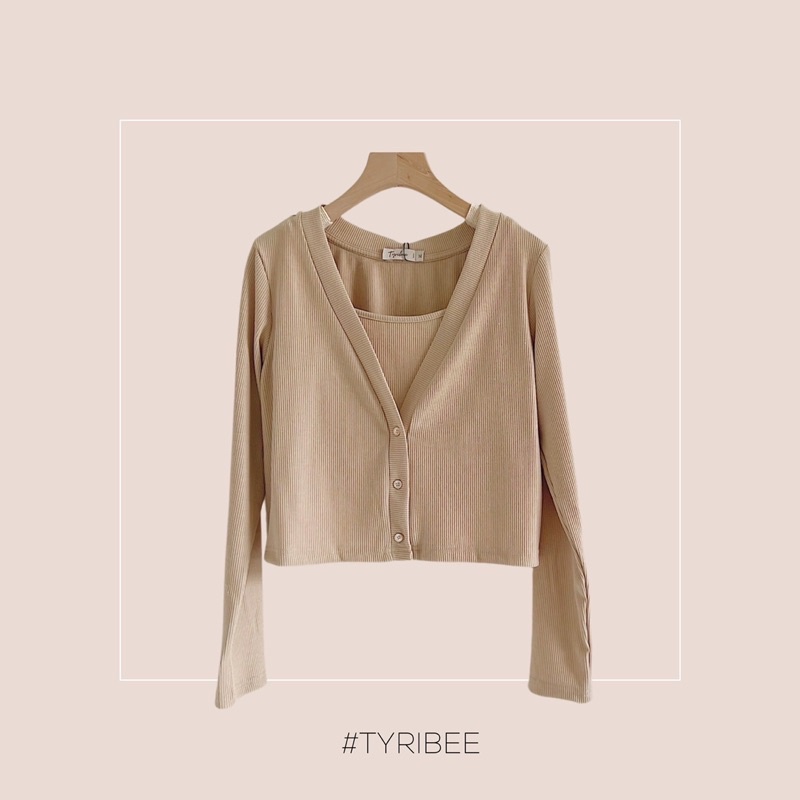 Set áo thun nữ croptop. cardigan tay dài có nút cài vải thun cao cấp nhiều màu - Cardigan Croptop - Tyribee Clothing