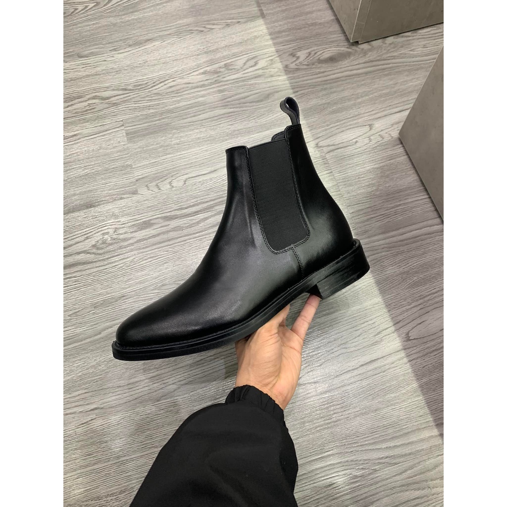 [ Brand ] Giày Chelsea Boots Đế Gỗ, da bò nguyên tấm