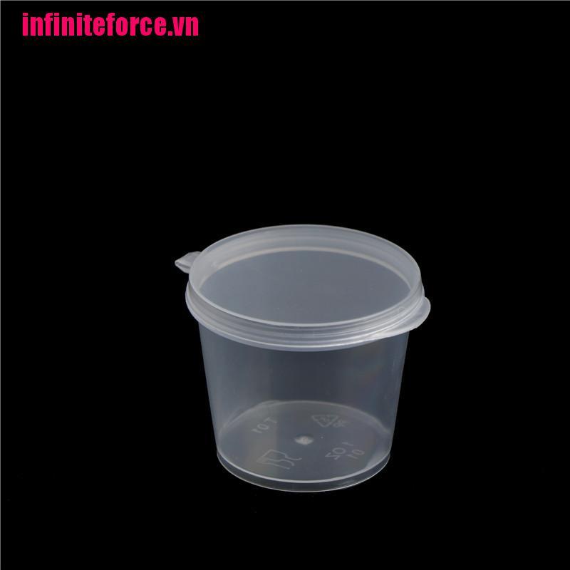 Bộ 100 Cốc Nhựa Trong Suốt Đựng Nước Sốt Có Nắp Đậy Tiện Dụng