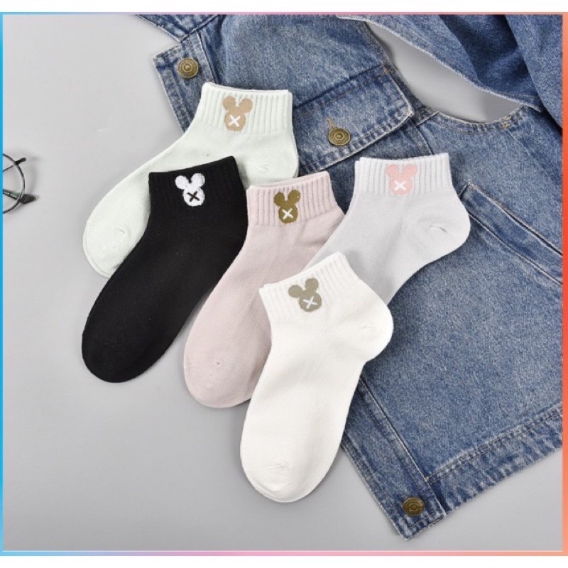 RẺ VÔ ĐỊCHTẤT NGẮN CỔ NỮ IN HÌNH CHUỘT MICKEY ĐÁNG YÊU PHONG CÁCH HÀN QUỐC