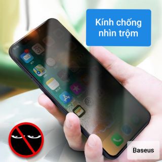 Kính cường lực Iphone X XR Xs Max chống nhìn trộm che màn loa chống bụi Baseus chính hãng