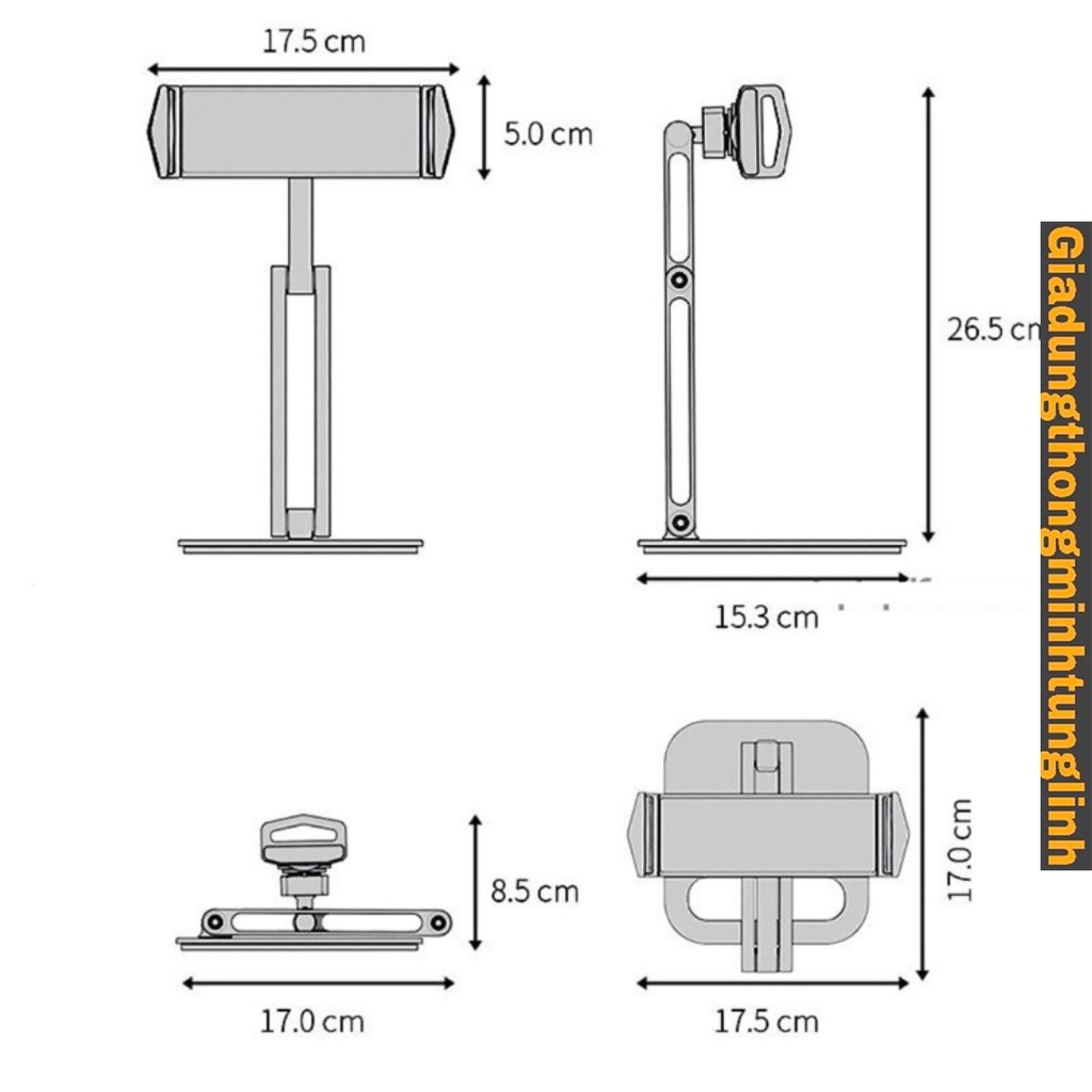 Giá Đỡ Kệ Ipad Máy Tính Bảng 3 Khớp Xoay 360 độ Gấp Gọn Đa Năng – Kệ Silicon đa điểm chống xước hợp kim nhôm cao cấpo