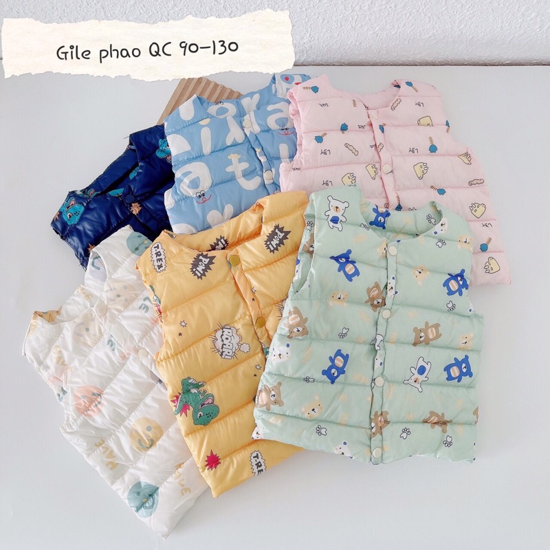 Áo khoác phao gile siêu nhẹcho bé