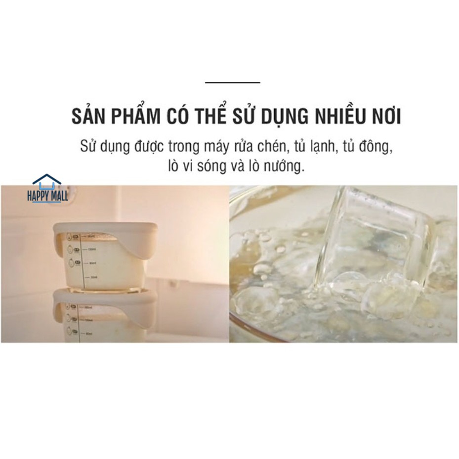 Hộp thủy tinh chia vạch Lock&Lock LLG508 nắp mềm dung tích 230ml đựng thức ăn cho bé theo từng tháng tuổi