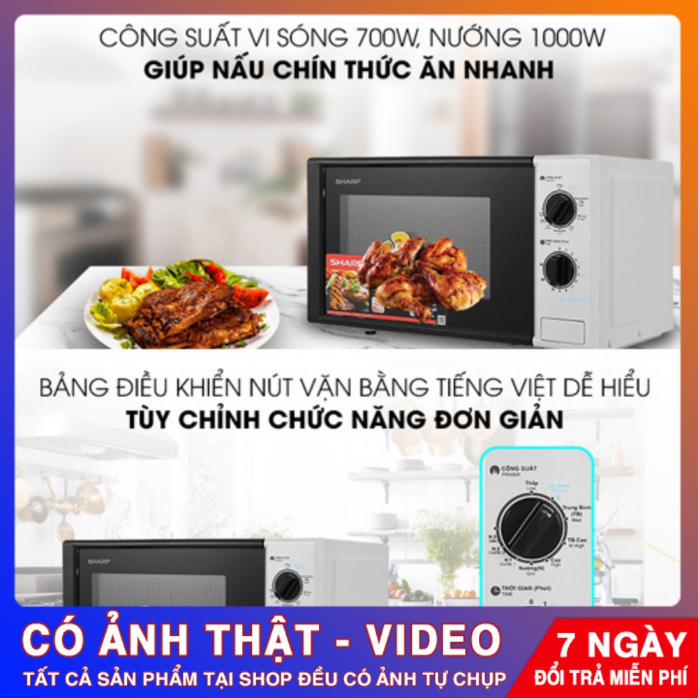 Lò Vi Sóng Sharp Có Nướng R-G225VN-SM 1000W – Chính Hãng Phân Phối – Bảo Hành 12 Tháng