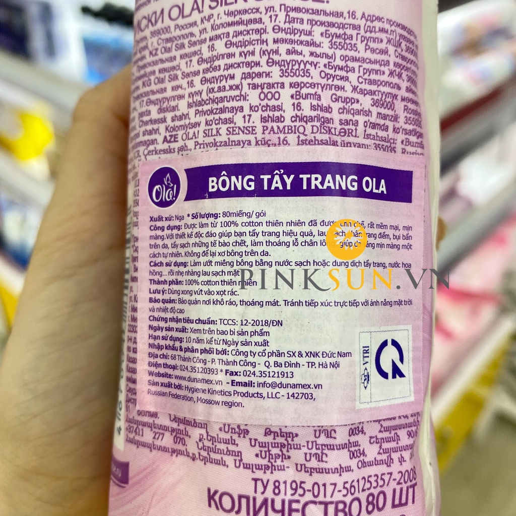 Bông Tẩy Trang Ola 100% Cotton 80 Miếng