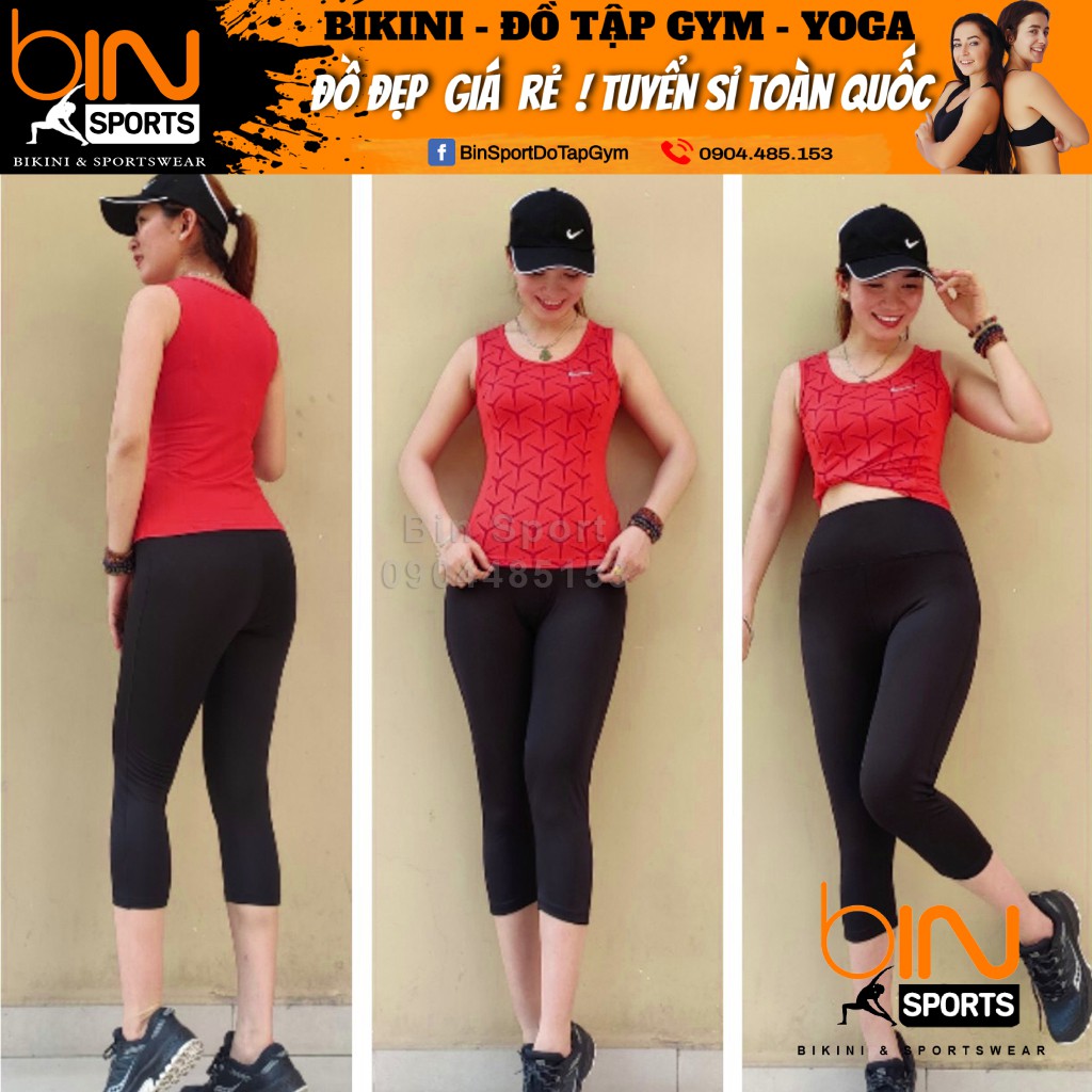 Aó thun nữ phủ bụng sát nách, áo tập yoga, gym, aerobic thể thao A048