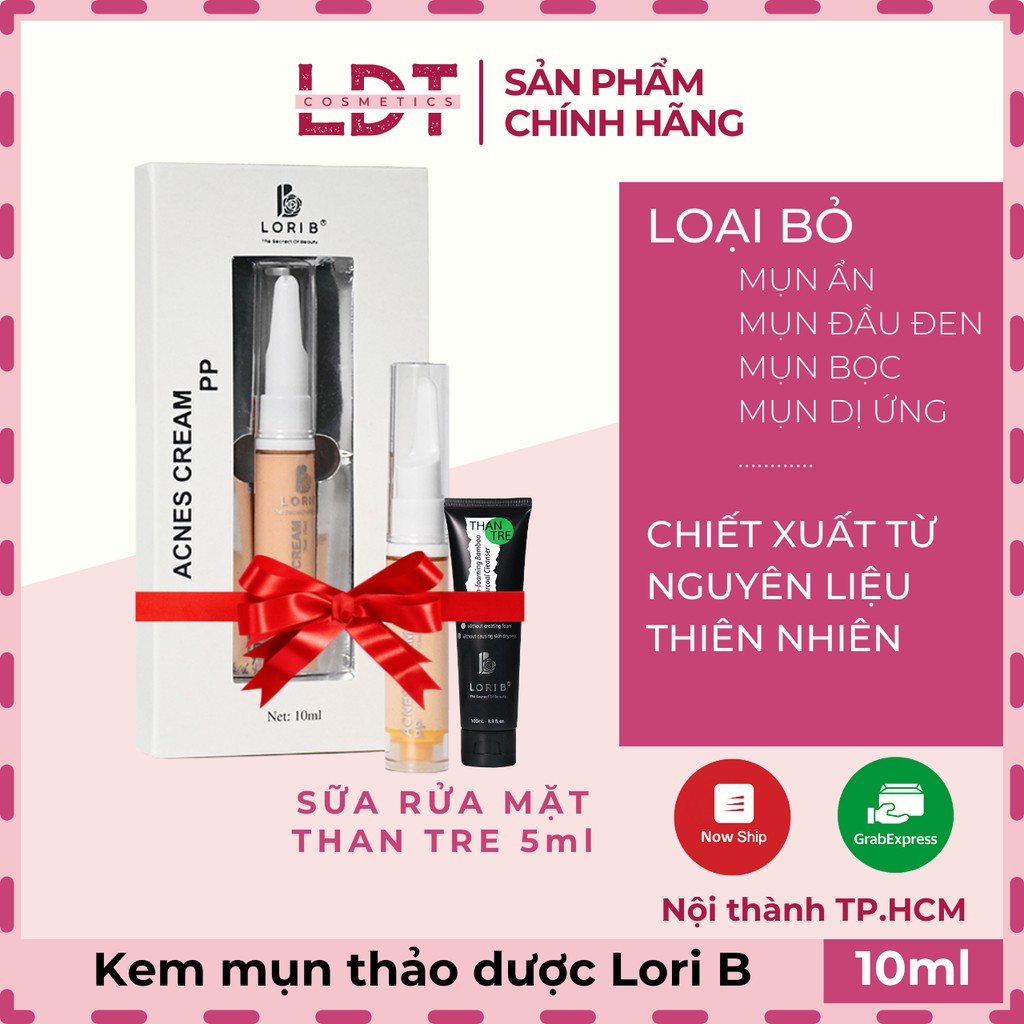 Kem mụn thảo dược Lori B 10ml tặng Sữa rửa mặt than tre LoriB 5ml