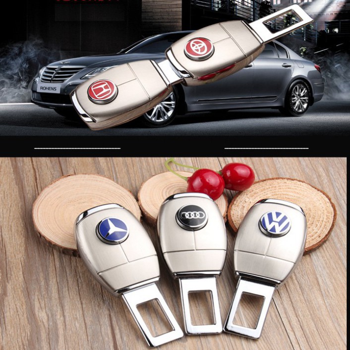 Sản Phẩm Đầu khóa chốt cắm móc nối tiếp dây đai an toàn logo các hãng xe, chống kêu cao cấp HC-888 (Chất kiệu hợp kim kh